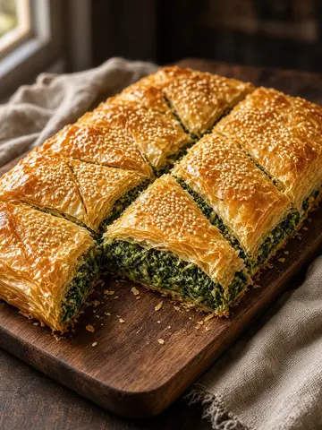 An Instagram post for a spinach pastry photo, prepared in Vitrin